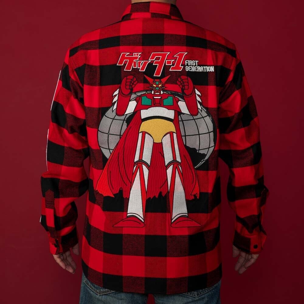 Getter Robo Robot 25th Annviersary Flannel Shirt L Size Go Nagai Japan Limited