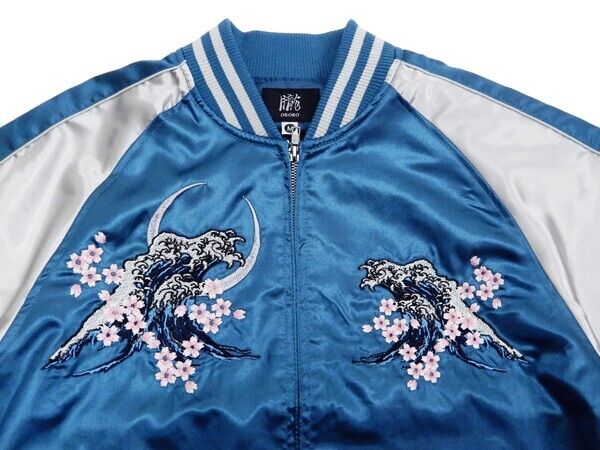 Naruto Uzumaki Sasuke Uchiha Embroidery Satin Jacket Blue M Size Sukajan Japan