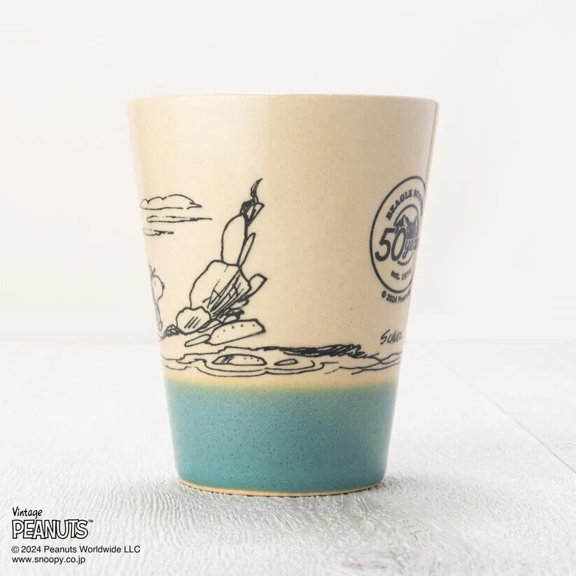 Peanuts Snoopy Beagle Scouts 50years Tumblr Cup Light Blue 190ml Pottery MASHICO