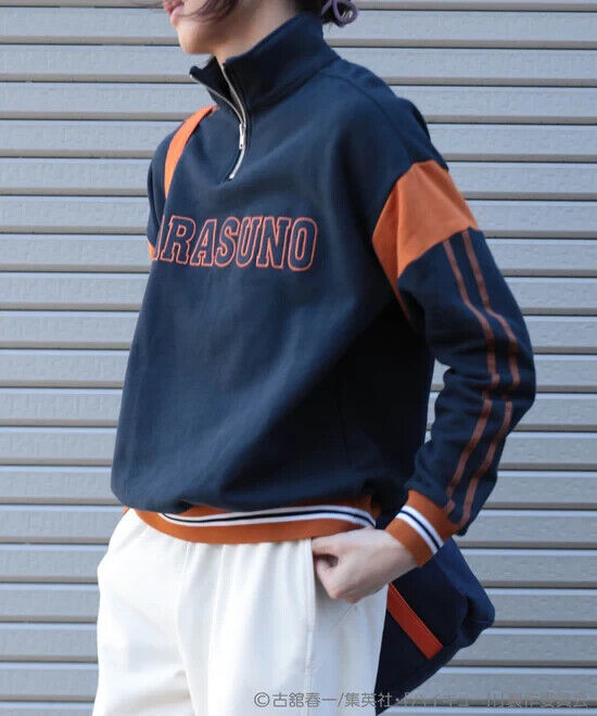 Haikyuu! Haikyu Karasuno Half Zip Sweatshirt Navy L Size Unisex Japan Limited