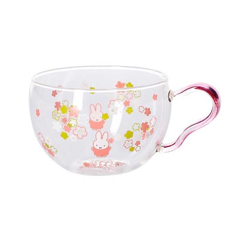 Miffy Sakura Flower Glass Tea Pot & Cup Set Heat Resistant Pink Japan Limited