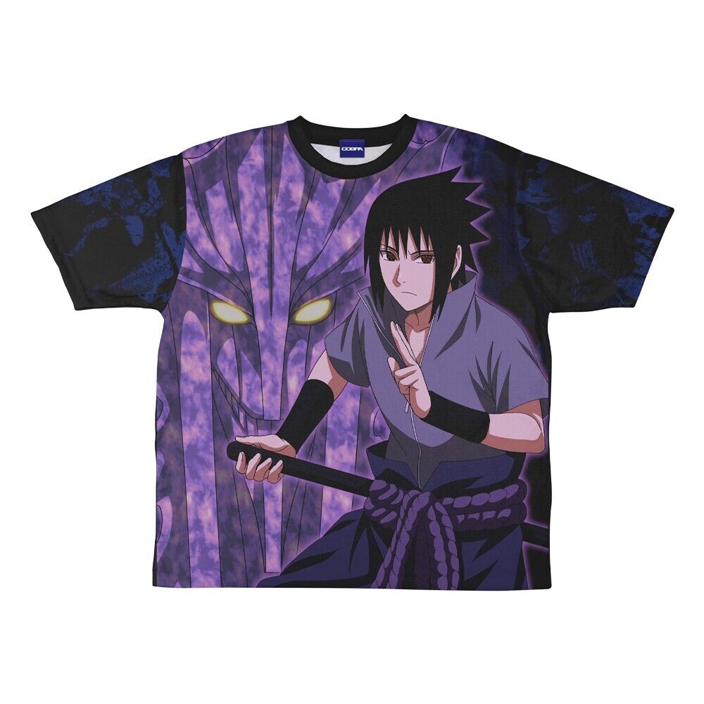 Naruto Shippuden Sasuke Uchiha Full Graphic T-shirt XL Size Unisex Japan Limited