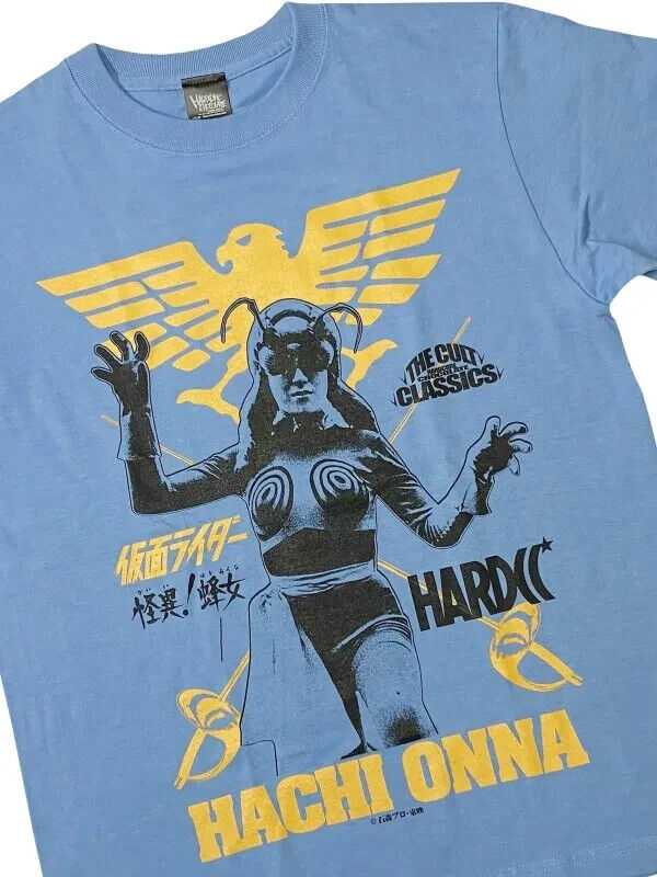 Kamen Rider Bee Woman Hachi Onna T-shirt Sax Blue XL Unisex Tokusatsu Sci-Fi