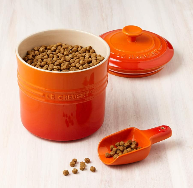 Le Creuset Food Container for Pet With Scoop Dog Cat Natural Pink Color JAPAN