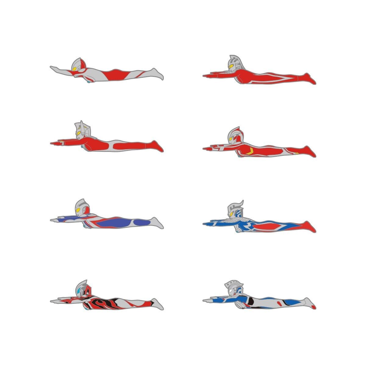 Ultraman Flying Ultra Heroes Lapel Pins Collection Complete 8 Set M78 Japan LTD