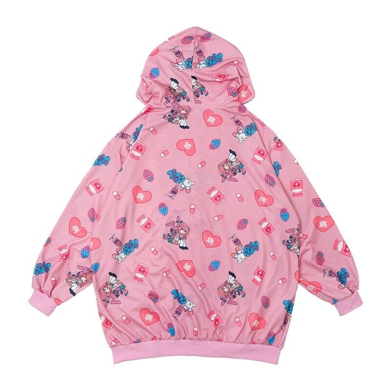 Sick Cute Warrior Menhera Chan Zip Hoodie Pink Harajuku Girl Japan