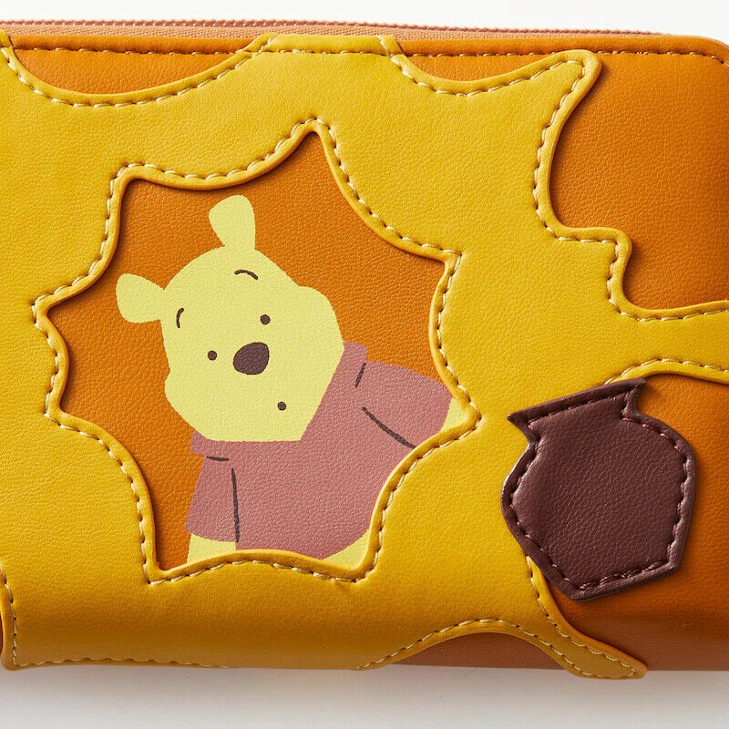 Disney Winnie the Pooh Long Wallet Embroidered Patch Leather Japan Limited