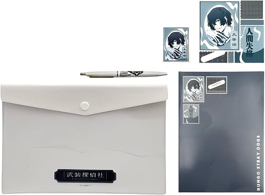 Bungo Stray Dogs Osamu Dazai Stationery Set Pen Pouch Memo Pad Notebook Sticker