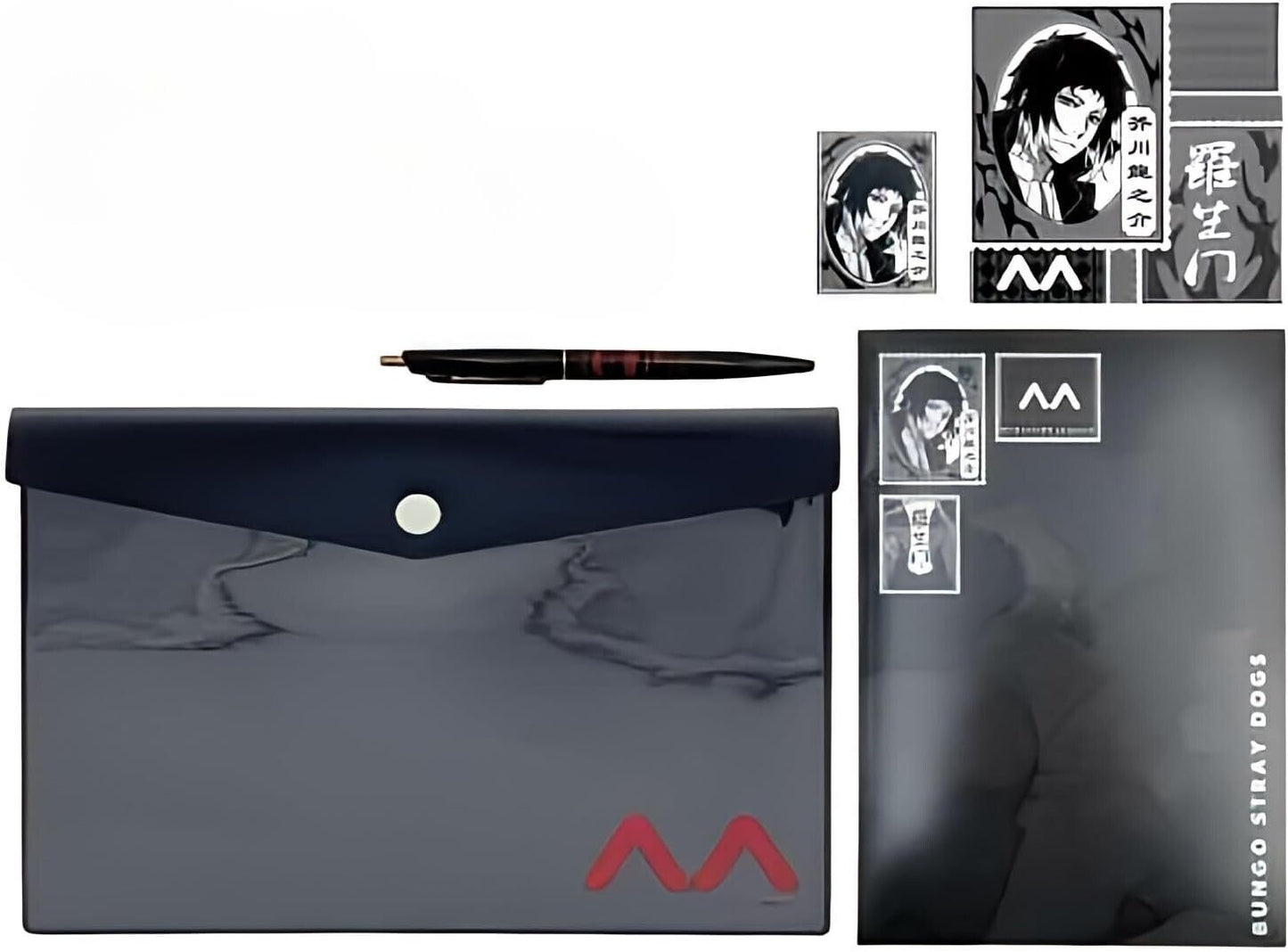 Bungo Stray Dogs Ryunosuke Akutagawa Stationery Set Pen Pouch Memo Pad Notebook