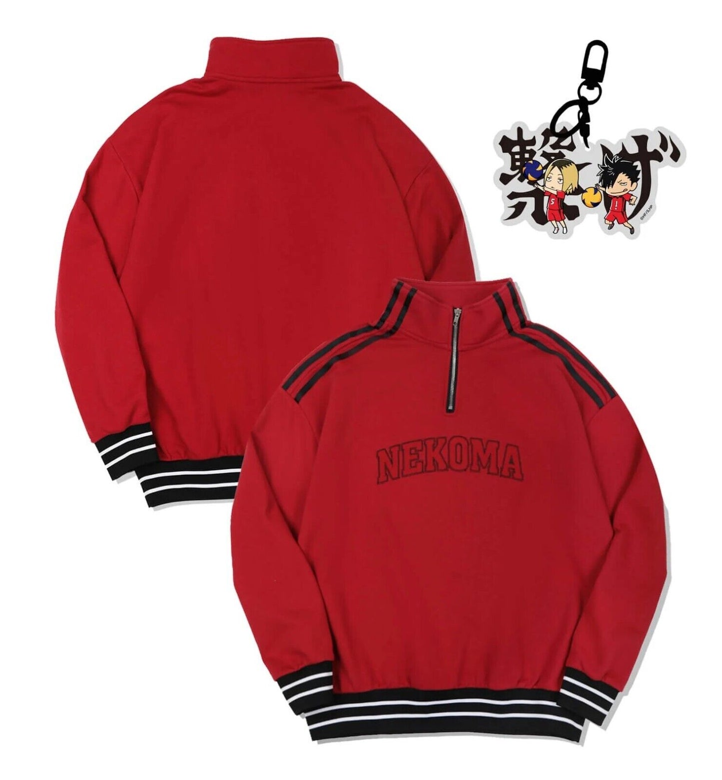 Haikyuu!! Haikyu Nekoma Half Zip Sweatshirt Red L Size Unisex Japan Cosplay