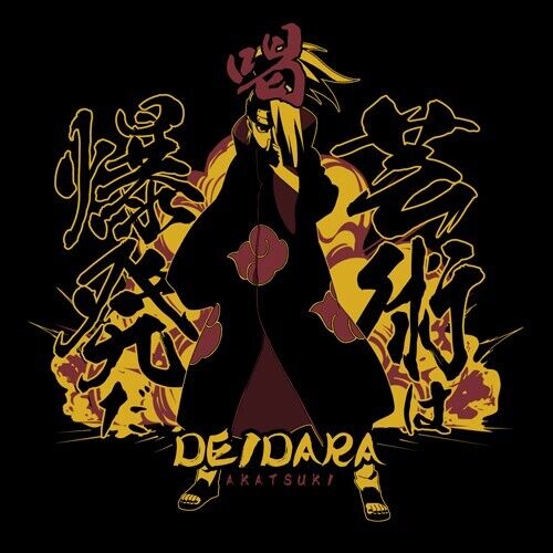 Naruto Shippuden Deidara T-shirt Black XL Size Unisex Japan Limited