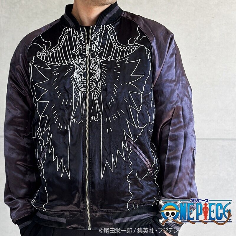 ONE PIECE Cross Guild Buggy Crocodile Mihawk Stain Jacket Embroidery Sukajan L