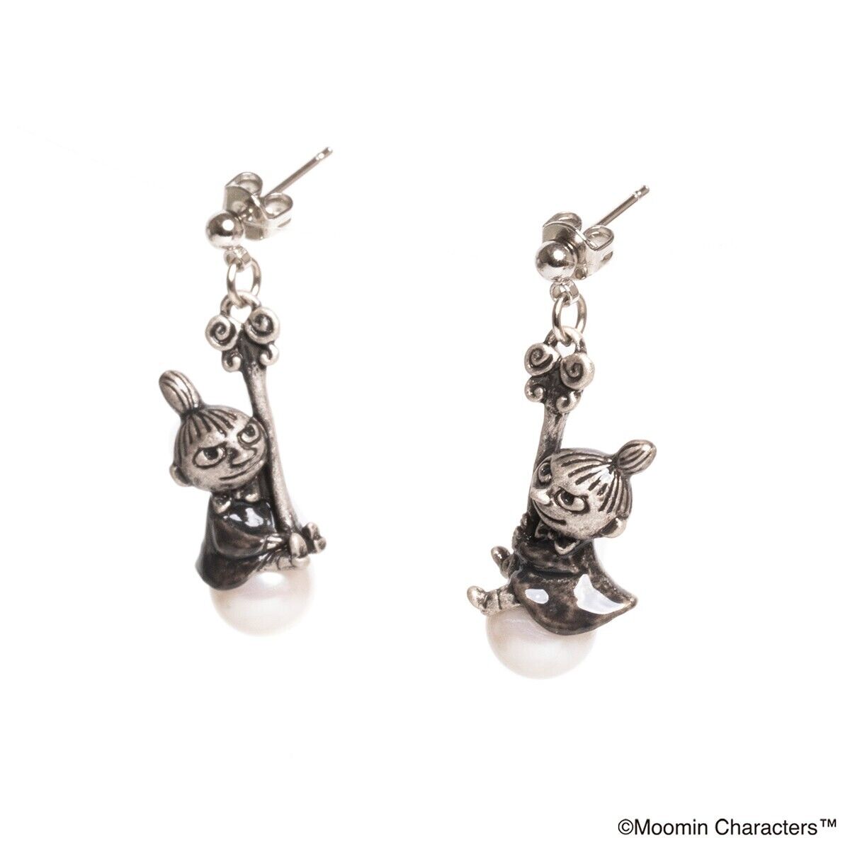 Moomin Little My and Pendulum Clock Earrings Silver Pearl Palnart Poc Japan LTD