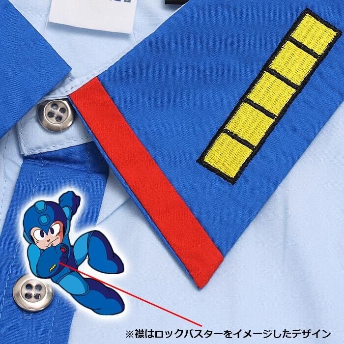 Mega Man Rockman DRN Shirt Blue L Size Unisex Capcom Japan Limited Cosplay