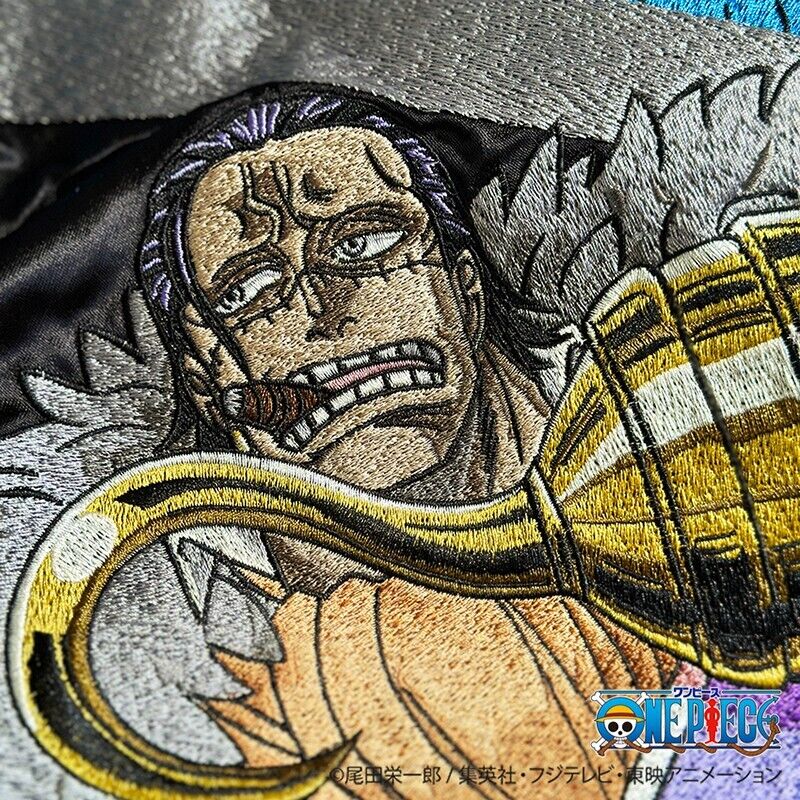 ONE PIECE Cross Guild Buggy Crocodile Mihawk Stain Jacket Embroidery Sukajan L