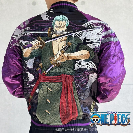 ONE PIECE Roronoa Zoro Stain Jacket Embroidery Sukajan Reversible L Size