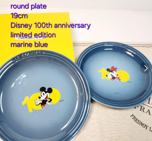 Le Creuset Mickey & Minnie Limited Edition Round Plate Set 190mm Marine Blue Col