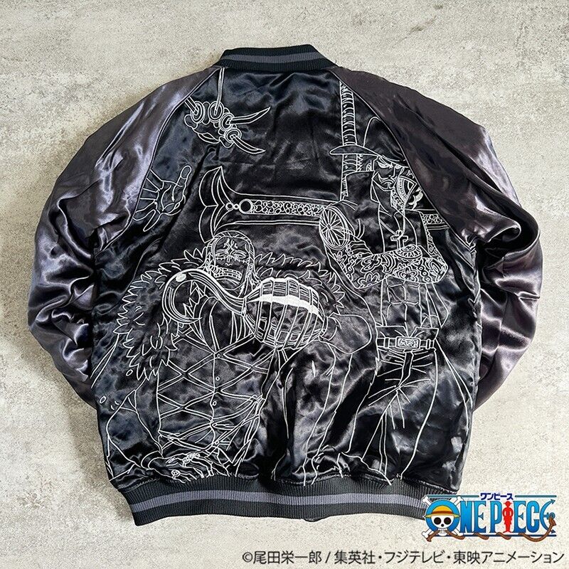 ONE PIECE Cross Guild Buggy Crocodile Mihawk Stain Jacket Embroidery Sukajan L