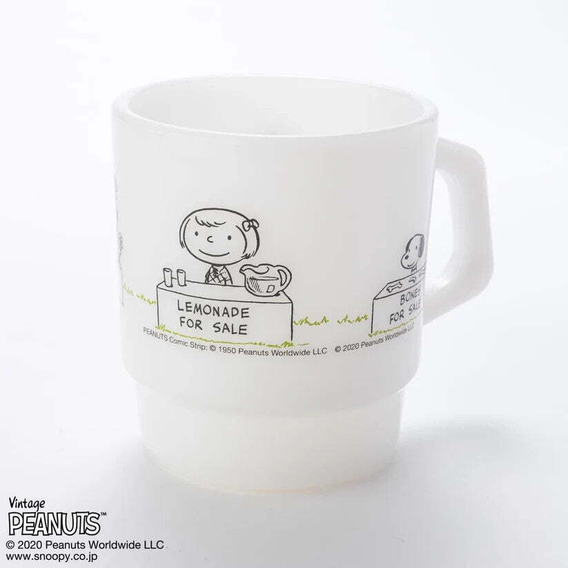 Fire-King Peanuts Snoopy FOR SALE Stacking Mug Cup Milk White Glass 215ml