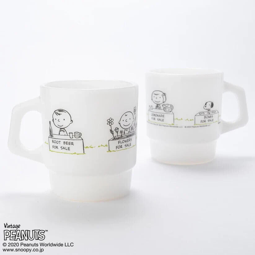 Fire-King Peanuts Snoopy FOR SALE Stacking Mug Cup Milk White Glass 215ml