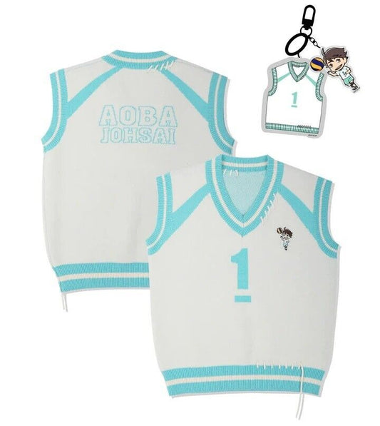 Haikyuu!! Haikyu Aoba Johsai Tooru Oikawa Knit Vest White L Size Unisex Japan