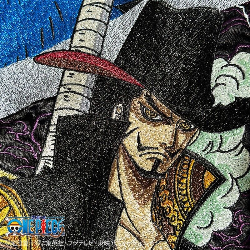 ONE PIECE Cross Guild Buggy Crocodile Mihawk Stain Jacket Embroidery Sukajan L