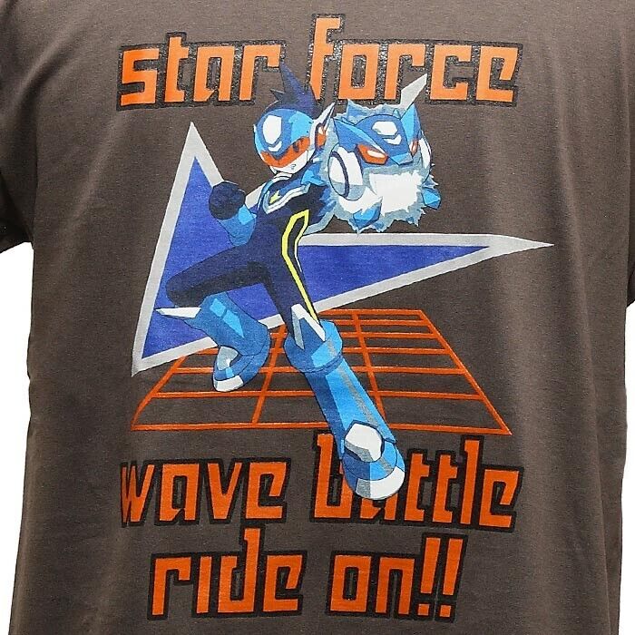 Mega Man Star Force Rockman T-shirt Dark Brown L Size Unisex Capcom Japan LTD