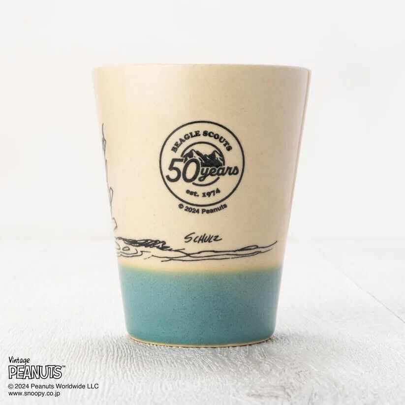 Peanuts Snoopy Beagle Scouts 50years Tumblr Cup Light Blue 190ml Pottery MASHICO