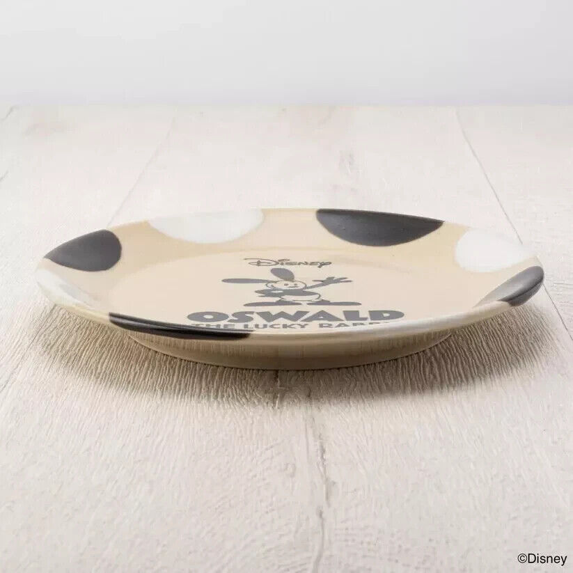 Disney Oswald the Lucky Rabbit Logo MASHICO Dish Plate 17cm Black White Japan