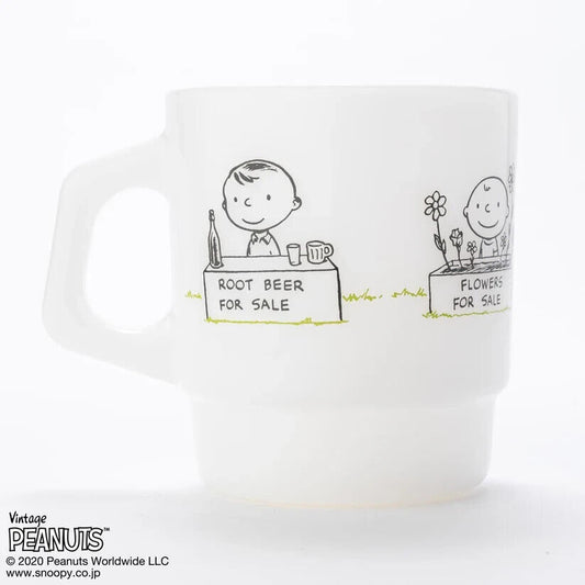 Fire-King Peanuts Snoopy FOR SALE Stacking Mug Cup Milk White Glass 215ml