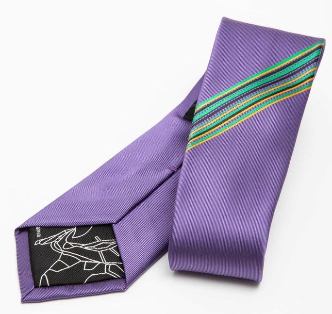 Evangelion Tie Panel Stripe Eva-01 Shinji Ikari Silk 100% Purple ship from Japan