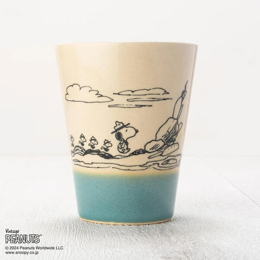 Peanuts Snoopy Beagle Scouts 50years Tumblr Cup Light Blue 190ml Pottery MASHICO