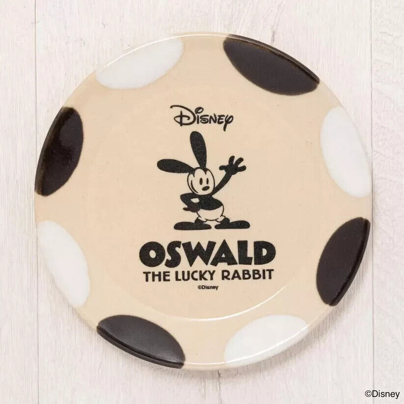 Disney Oswald the Lucky Rabbit Logo MASHICO Dish Plate 17cm Black White Japan