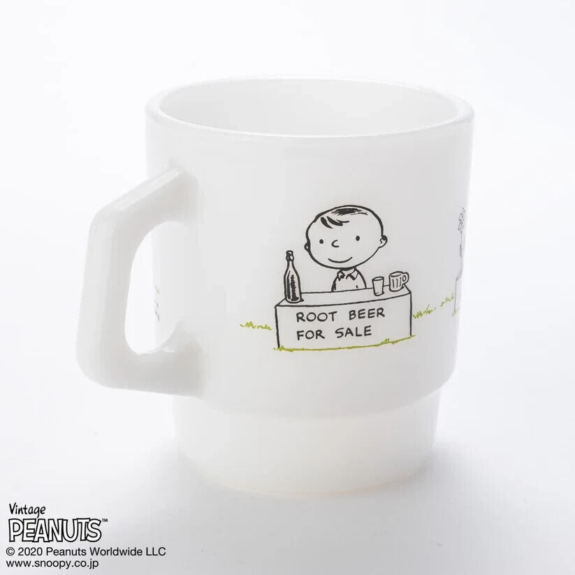 Fire-King Peanuts Snoopy FOR SALE Stacking Mug Cup Milk White Glass 215ml