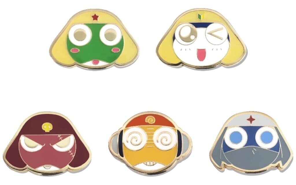 Keroro Gunso Sgt. Frog Face Lapel Pins Complete 5 Set Japan Limited