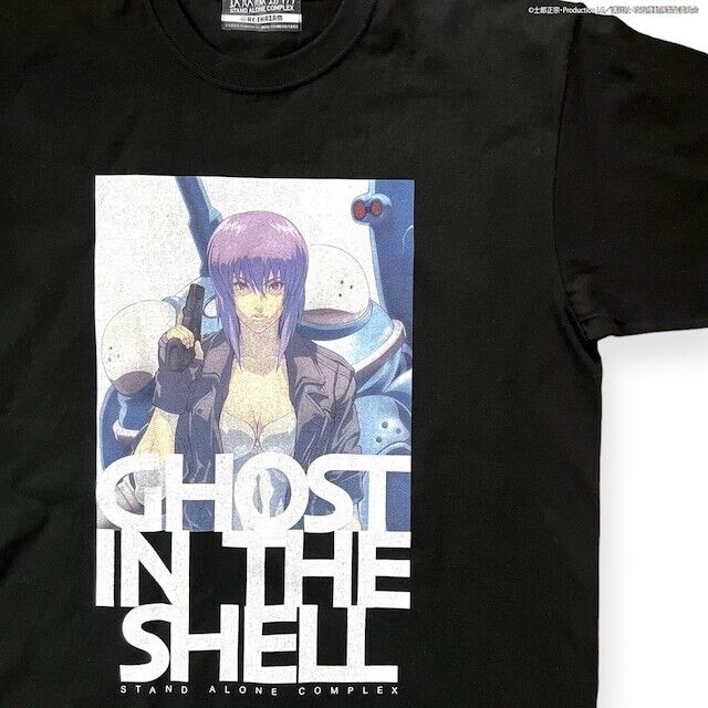 Ghost in the Shell Motoko Kusanagi T-shirt Black The Laughing Man Incident 2024