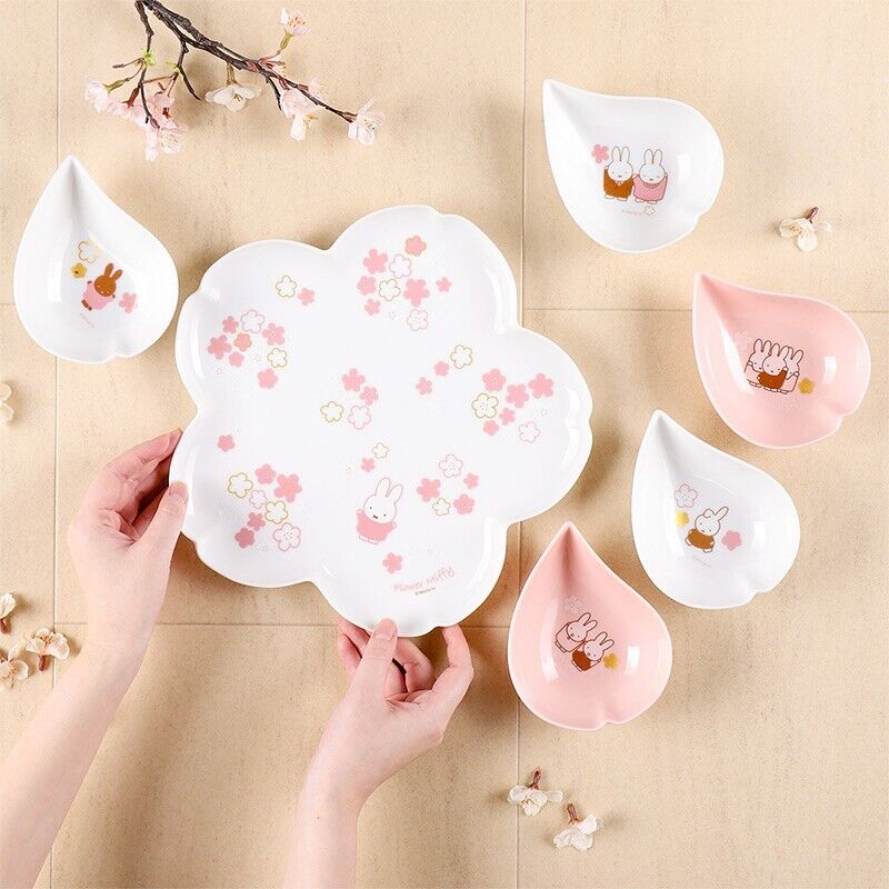 Flower Miffy Sakura Cherry Blossom Art Plate Set Porcelain Tableware Japan LTD