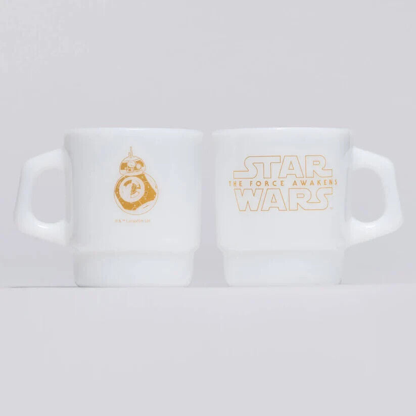 Fire-King Star Wars BB-8 Stacking Mug Cup 215ml Milk White Glass Japan