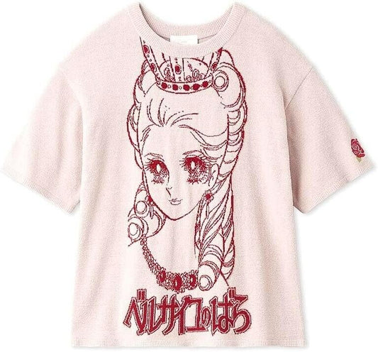 The Rose of Versailles Lady Oscar Marie Antoinette Knit T-shirt Jacquard Pink