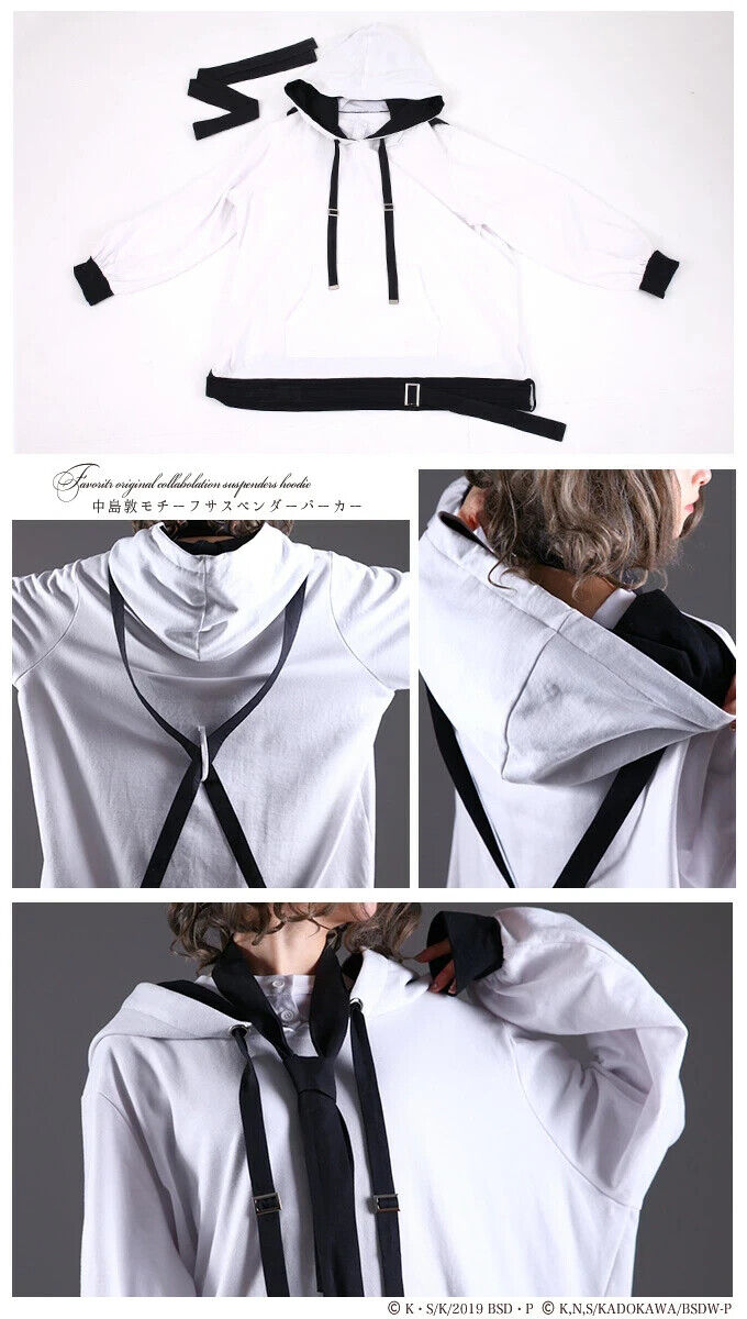 Bungo Stray Dogs Atsushi Nakajima Motif Suspenders Hoodie Unisex Japan Cosplay