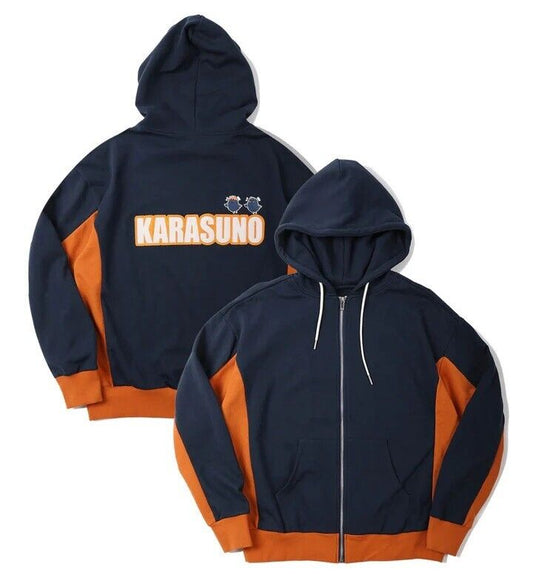 Haikyuu!! Haikyu Karasuno Shoyo Hinata Tobio Kageyama Zip Hoodie Navy L Unisex