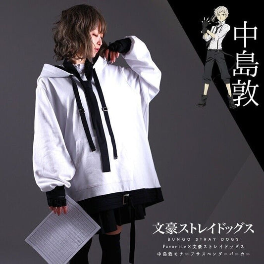 Bungo Stray Dogs Atsushi Nakajima Motif Suspenders Hoodie Unisex Japan Cosplay