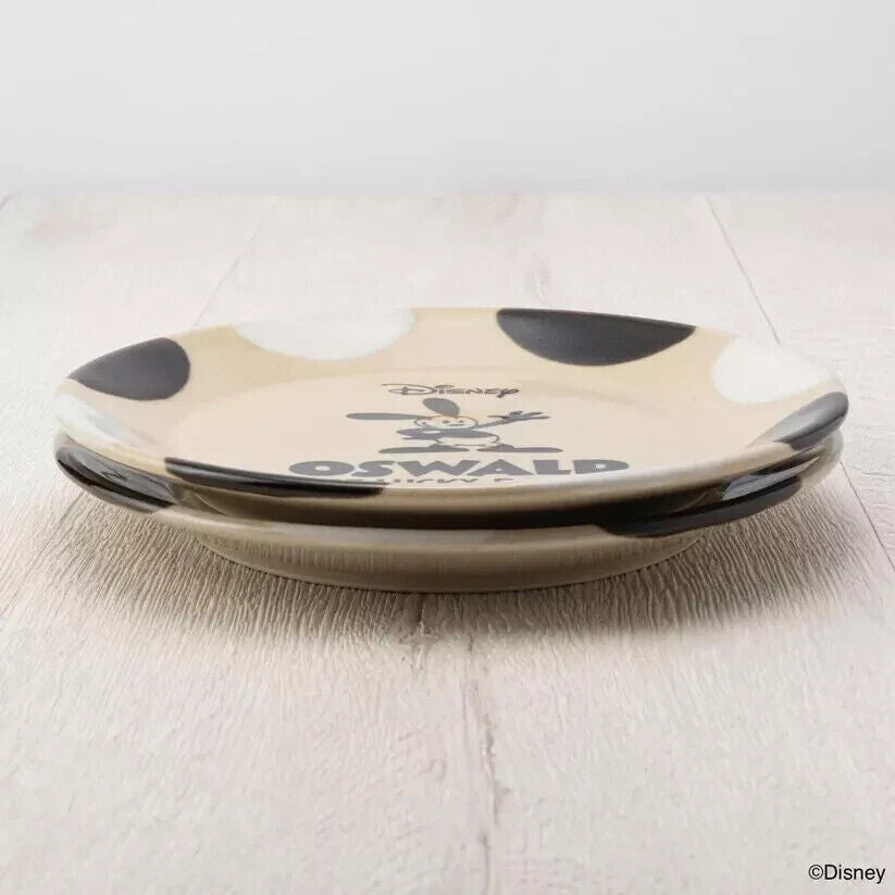 Disney Oswald the Lucky Rabbit Logo MASHICO Dish Plate 17cm Black White Japan