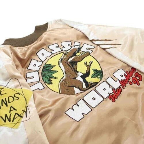 Jurassic World Satin Jacket Embroidery Sukajan L Size Unisex Japan Limited