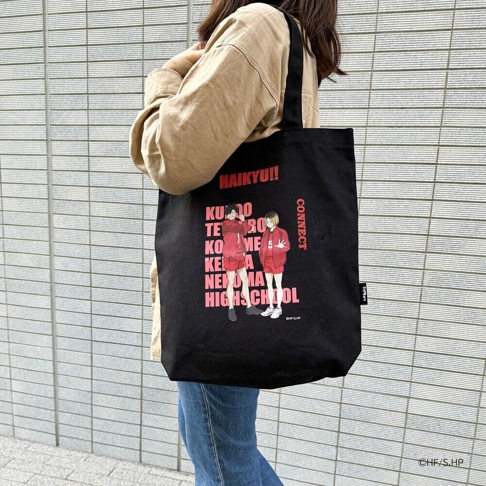 Haikyuu!! Haikyu Nekoma Kenma Kozume & Tetsuro Kuroo Tote Bag Black Canvas