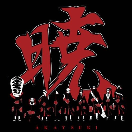 NARUTO Akatsuki T-shirt Black XL Nagato Konan Itachi Kisame Deidara Hidan