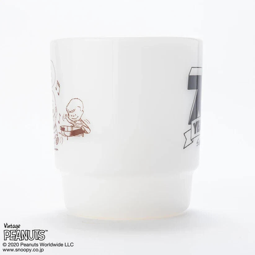 Fire-King Peanuts Snoopy 70 YEARS Stacking Mug Cup Milk White Glass 215ml Japan