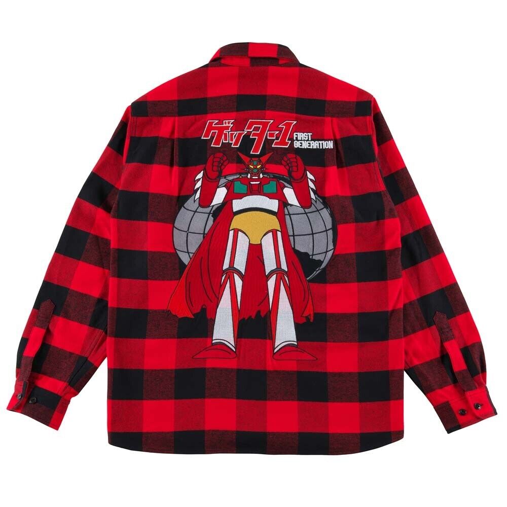 Getter Robo Robot 25th Annviersary Flannel Shirt L Size Go Nagai Japan Limited