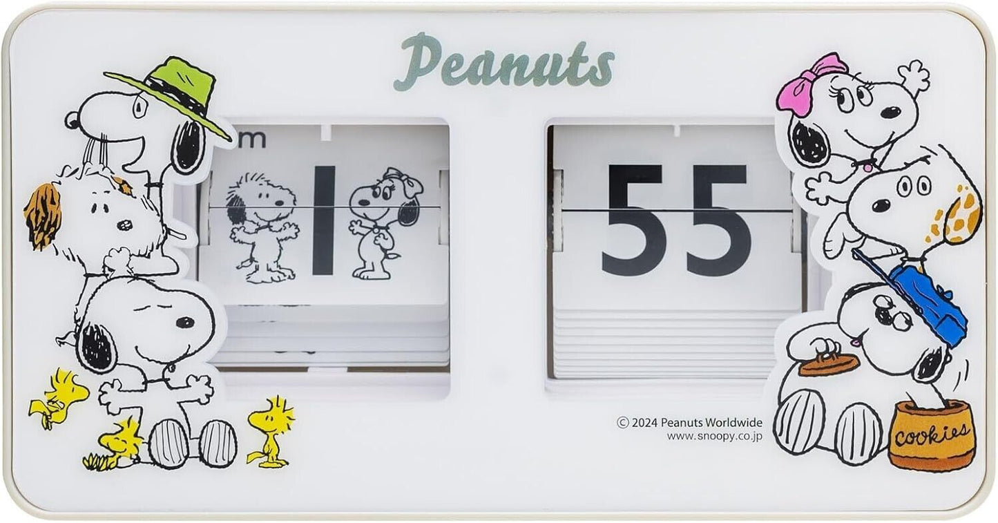 Peanuts Snoopy Siblings Flip Clock White Gray Japan Limited