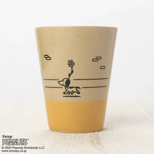 Peanuts 70th Anniversary Snoopy Flower Tumblr Cup Yellow 190ml Pottery MASHICO